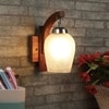 Devansh Solid Wood Electric Wall Light in Brown Colour with White Shade Count of 1 Light