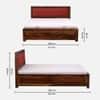 Melba Solid Sheesham Wood  King Size Hydrolic Storage Upholstered  Bed In Provincial Teak Finish