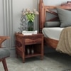 TurningSolid Wood  Bedside Table in Teak Finish