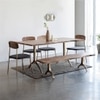 Yoho Solid Wood Dining Table with Four Chairs and Bench in Gold Finish