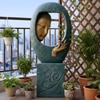 Buddha Face Shower Blue and Gold Fiber Glass Indoor Fountain With Stand