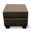 Iris Solid Wood Ottoman Pouffee in Jute Brown fabric