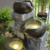 Olive  Yellow Tiered Cask Stone Brick Water Fountain