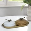 Metalsmith Metal Serveware Box Set of 3 with Tray Gold Green Finish