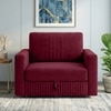 Alfon 1 Seater Velvet Pull Out Sofa Cum Bed with Storage In Maroon