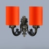 Devansh Metal Electric Wall Light in Antique Gold Colour with Orange Shade Count of 2 Lights