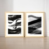 Abstract Face Black and White Set of 2 Framed Posters 45x60 cm