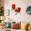 Devansh Metal Electric Wall Light in Gold Colour with Orange Shade Count of 2 Lights