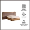 Elowen Softline Queen Size Bed in velvet With Oak wood Frame & Hydraulic Storage