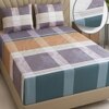 Beige Geometric 270 TC Glaze Cotton Fitted Queen Size Bedsheet With 2 Pilllow Covers