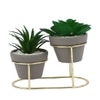 Golden Accent Dual Planter With Artificial Plants