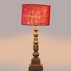 Devansh Maroon Jute Table Lamp With G Wood Natural Base -(7X7X21.25 Inches)-12