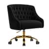 Doe Buck Clemence Modern Black Tufted Velvet Office Chair