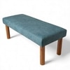 Asteria Solid Wood 2 Seater Bench In Textured Cyan Blue Jackard Fabric