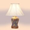 Devansh Off-White Cotton Shade Cross Pleated Lamp With Wood & Mosaic Glass Base For Decoration/Office/Home/Gifting/Study For Decoration/Office/Home/Gifting/Study
