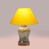 Devansh Conical Yellow Cotton Shade Lamp With Wood & Mosaic Glass Base For Decoration/Office/Home/Gifting/Study For Decoration/Office/Home/Gifting/Study -(10X10X14.5) Inches -A