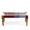 Oakville Sheesham Wood Vintage 3 Seater Maachi Balcony Bench with 2 Stools in Multi Colour