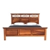 Tulsi Solid Wood King  Size Upholstered Bed Without Storage (Teak Finish)