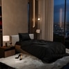 Stoa Paris Comforter for Single Bed, 300TC Satin Comforters in Midnight Black