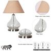 CRYSTAL Clear Glass Table Lamp with Chrome Base and Beige Shade