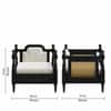 Rattan Solid wood Single Seater sofa in Black Finish in Ivory
