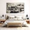 The Castle Decor Vintage Car Wall Painting Wooden Framed Digital Painting 27x48 Inch (Style 1)