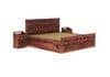 Moglis Solid Wood Queen Size Bed With Box Storage Bed Honey Oak In Finish
