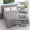 Grey And Whitegeometric Cotton 400 Tcflat Double Queen Size Bedsheet With 2 Pillow Covers