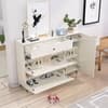 Hexa Red Engineered Wood Shoe Rack in Frosty White Colour