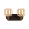 Eliante Noon Iron Wall Light With Glass In Gold And Brown Colour