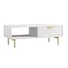 Velin Ridged Coffee Table with Drawer White