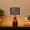 Devansh Black Jute Table Lamp With Wood Natural Base (7X13 Inches)-18