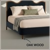 Solara Wave Luxe Queen Size Bed in velvet With Oak wood Frame & Hydraulic Storage