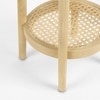 Elva Solid Wood and Banswara Marble Side Table In Natural Oak Finish
