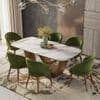 Paloma Celia 6 Seater Dining Set (Pluto Spanish Ceramic Finish, Deep Olive Velvet Colour)