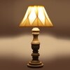 Devansh Off-White Cotton Vintage Curtain Pleated   Lamp With Wood Base (12X19)