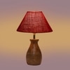 Devansh Maroon Jute Table Lamp With G Wood Natural Base (10X12.5 Inches)-34