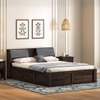 Jennings Solid Wood Queen Size Bed With Box Storage (American Walnut Finish)