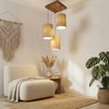 Elementary Brown Solid Wood Cluster Hanging Light