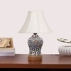 Devansh Off-White Cotton Shade Lamp With Wood & Mosaic Glass Base For Decoration/Office/Home/Gifting/Study For Decoration/Office/Home/Gifting/Study