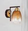 Kichler Single Light Wall Fitting In Brass And Wood Finish Metal With Amber Glass