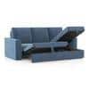 Kowloon Sectional Sofa Cum Bed with Storage Colour Baltic Blue premium chenille