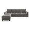 Apollo Compact Sofa (Colour : Ash Grey Velvet, Cushion : Hard, Back Type : Regular, Seating Capacity : Left Aligned 3 Seater + Left Aligned Chaise + Ottoman)