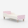 Minimalist Kids Toddler Bed in White and Pink Stripes