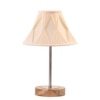 Devansh Off-White Cotton Vintage Cross Pleated   Lamp With Natural  Wood Base  & Steel Pipe  (12X17.75)