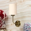 Devansh Metal Electric Wall Light in Gold Colour with off-white Shade Count of 1 Light