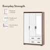 Miller 3 Door 2 Drawers Wardrobe With Mirror and Lock in Two Tone Finish