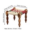 Hamilton Sheesham Wood 2 Seater Maachi Bench Set With 2 Stools In Assorted Multi-Colour Chindi & White Rope Canning