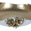 White And Gold Platter With Tealight Holder In Gold Colour