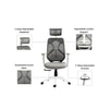 Lukano High Back Ergonomic Office Chair in Grey Colour